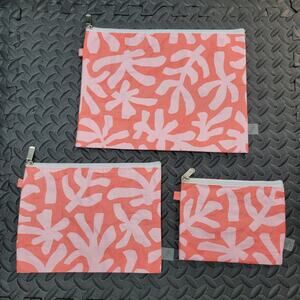Ryan & Rose Wet Dry Bags Set of 3 Pink Floral Travel Cosmetic Pouches Beach